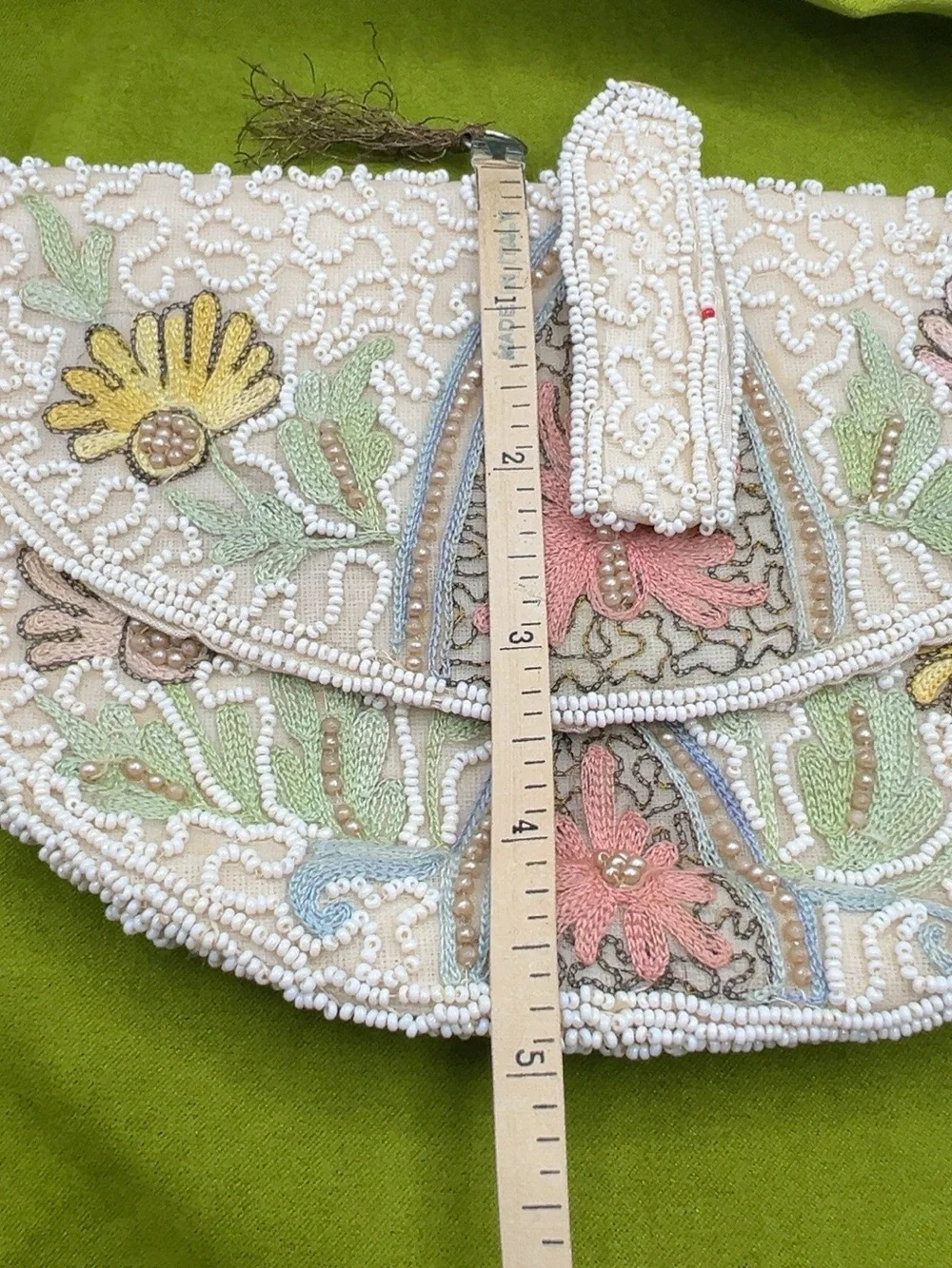 Antique 20s 30s Art Deco Handmade In Belgian Beaded Embroidered Clutch Purse